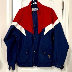 GORE-TEX Men's Red and Navy Windbreaker Vintage